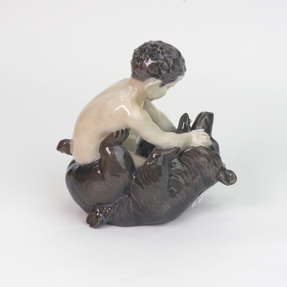 A Royal Copenhagen figure, Faun wresting bear, no. - Image 2 of 3