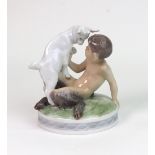 A Royal Copenhagen figure, Faun with kid, no.