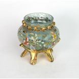 A Moser turquoise glass compressed baluster vase, circa 1880,