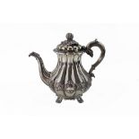 A George IV silver melon pattern coffee pot, Edward, Edward Junior, John & William Barnard,