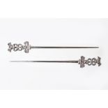 A pair of early Victorian silver meat skewers, Charles Thomas Fox, London 1839,