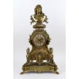 Cloud & Shapland: A large and Impressive gilt metal mantel clock, late 19th century,