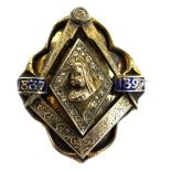 A late Victorian silver-gilt, enamel and paste Masonic brooch,