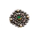 A 19th century gold, emerald, diamond and pearl brooch,