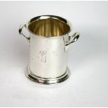 A George V cylindrical silver miniature wine cooler bottle holder, John Round, Sheffield 1924,