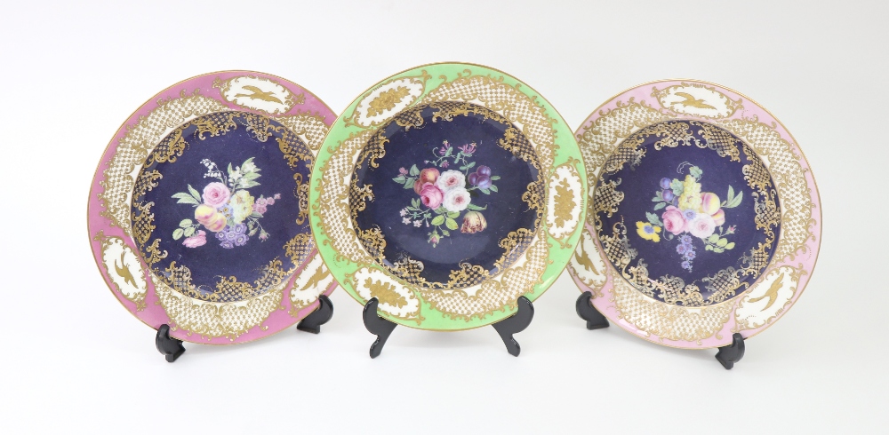 A set of three French porcelain plates, second half 19th century,