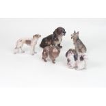 A group of five Bing & Grondhal & DJ figures of Dogs, no. 1148, 1146, 1340, 1143 & 2197 (5).