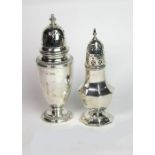 A George III style silver vase shape castor, Mappin & Webb, Sheffield 1935, with gadroon borders,