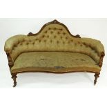 A Victorian walnut frame settee, circa 1870,