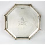 An Art Deco style octagonal silver salver, The Alexander Clark Co Ltd.