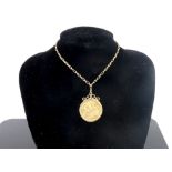 A sovereign, 1906 (M), loosely mounted as a 9ct gold pendant,