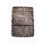 Crystal Palace: A Victorian silver 'castle top' card case, Edward Smith, Birmingham 1850,