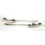 A pair of Edwardian silver Hanoverian rat-tail pattern tablespoon, Daniel & John Wellby,