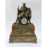 A French gilt metal and marble mantel clock, second half 19th century,