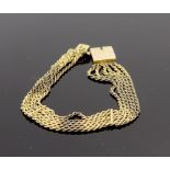 A late Victorian gold six-row rope-twist bracelet with plain bar spacers and a box clasp engraved