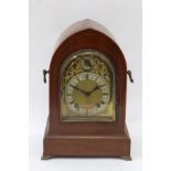 Winterhalder & Hofmeier; An Edwardian mahogany boxwood strung and banded mantel clock,
