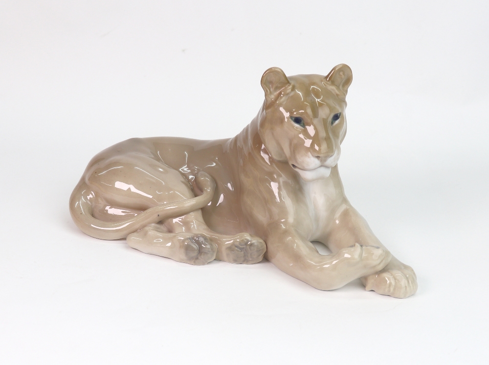 A Royal Copenhagen figure, Lioness Reclining, no. 804.