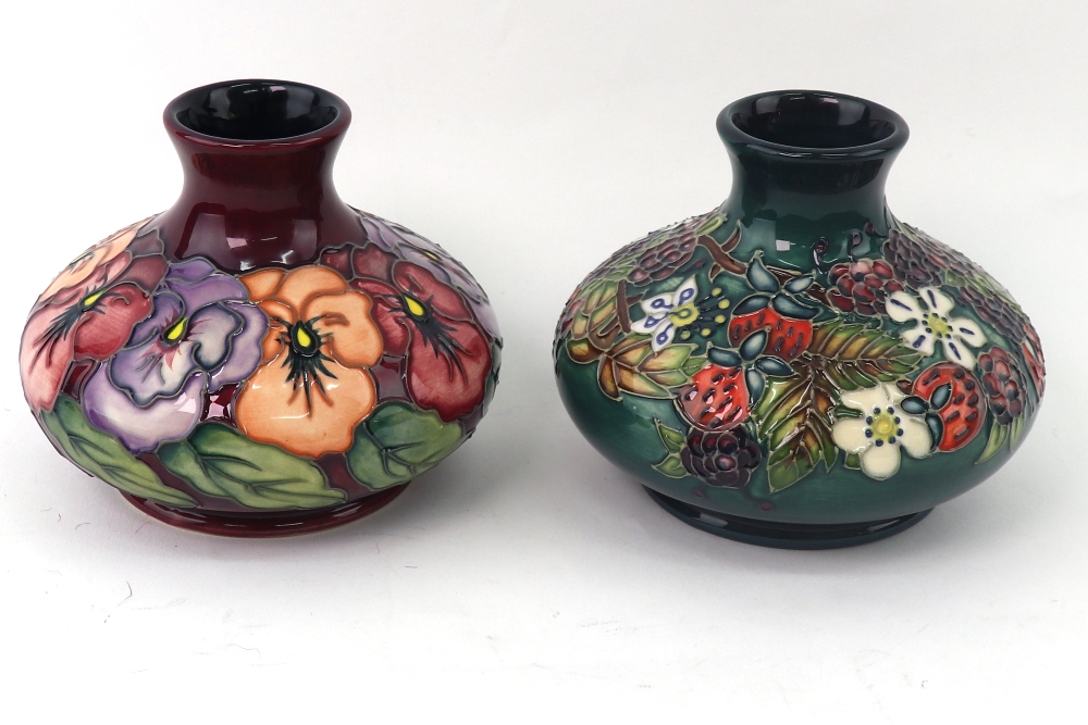 A William Moorcroft 'Pansy' pattern squat vase,