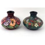 A William Moorcroft 'Pansy' pattern squat vase,