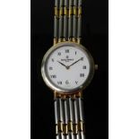Michael Herbelin: A Gent's steel and gold-plated wristwatch, circular white enamel dial,