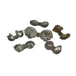 A collection of 20th century pewter hinged ice cream moulds, conch shell, no. 1885, 8.
