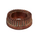 A Victorian copper border mould 300 C, formed from overlapping slant top oval section flutes,