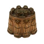 A late Victorian copper oval shaped jelly mould, top with six domed bosses,