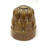 A 19th century copper dome shape cake mould,