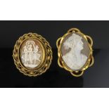 A 19th century shell cameo brooch, depic