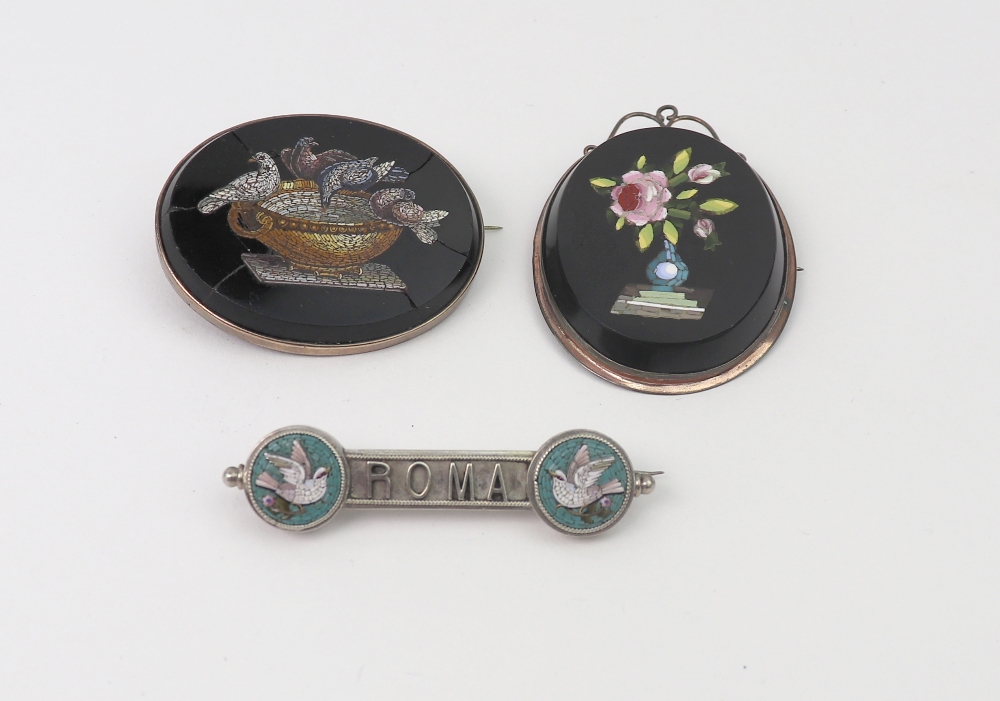 A 19th century oval micro mosaic brooch,