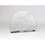 A Rolls Royce glass desk plaque, decorat