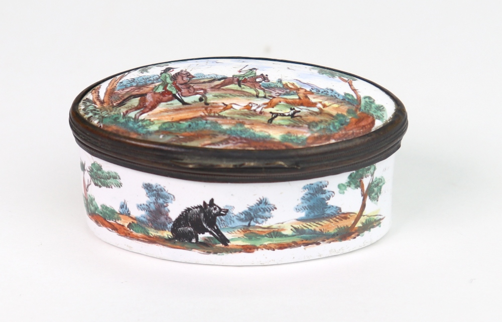 An enamel navette shape box, second half