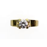 A Continental diamond single stone ring,