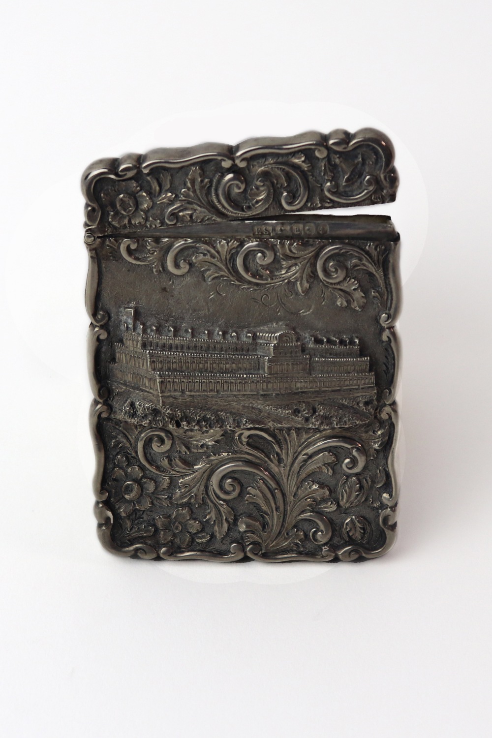 Crystal Palace: A Victorian silver 'castle top' card case, Edward Smith, Birmingham 1850, - Image 2 of 2