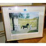 A signed print by Terence J Gilbert, 10/25, Arabs with horse, 34cm x 26cm.