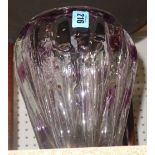 A Whitefriars style amethyst glass vase with bubble inclusions.