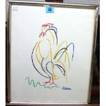 After Picasso, Cock, colour print, 40cm x 32cm.