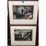 R**W** 20th century), Don Quixote, a pair oil on card, signed with initials and dated '68,