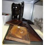 Collectables including; carved African items and embossed copper plaques, (qty).