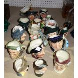 Doulton character jugs, comprising; Simon Cellarer, Captain Ahab, Pied Piper, The Lawyer, Jester,