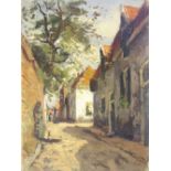 French School, 20th century, Shady Street, oil on canvas, 25.4 x 19.1cm.