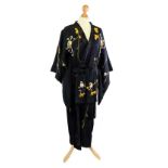 A Japanese silk Kimono and belt, 20th century,