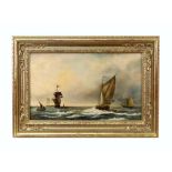 Dutch School, 19th Century, Shipping in choppy waters, signed with monogram and dated 'J W 1862',