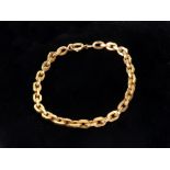 A Continental yellow metal oval belcher bracelet, probably Austro-Hungarian, on a bolt ring clasp,