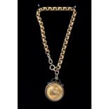 A half-sovereign, 1912, loosely mounted in a 9ct gold pendant frame,