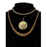 An Austrian gold graduated hollow rope-twist necklace, 6.9g; a similar bracelet, stamped '585', 1.