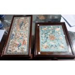A 19th century Chinese silkwork depicting females amongst peach trees, framed and glazed,