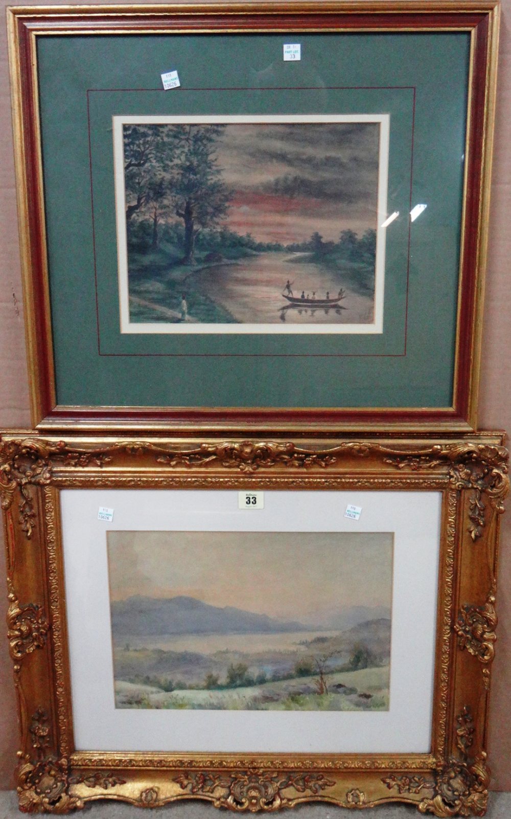 E. M. Hart (20th century), Lake scene, watercolour, signed, 25cm x 36cm.