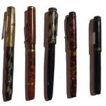 Fountain pens including; Parker, Swan and Valentines, (5).