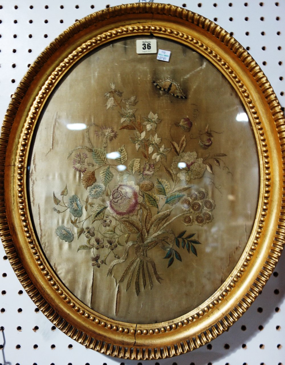 Two framed 19th century floral needleworks (a.f), (2).